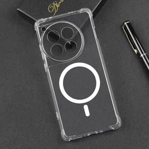 for OnePlus 12 Case Clear Compatible with MagSafe - Built in Strong Magnetic Airbag Military Grade Protection Anti-Yellowing Phone Cover for One P...