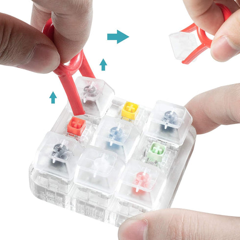 Kailh BOX Switch Tester Mechanical Keyboards Retooled Sampler 9-Key Switch Testing Tool, with Keycap Puller and 18 O Rings, Navy Jade White Red Bl...