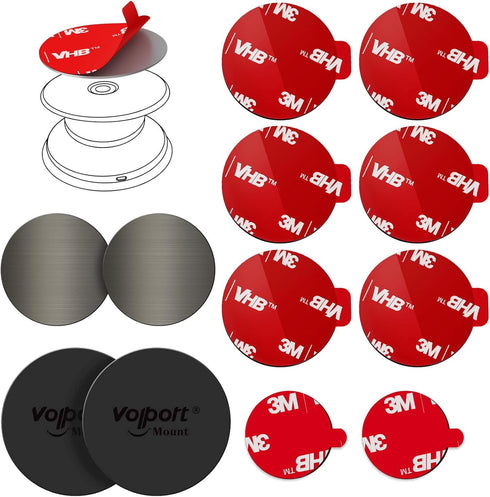 volport Extra 3M Tape Super Sticky Adhesive Replacement and Phone Magnet Sticker Disc for Reusing Grip Stand Socket Base, Circle Double Sided Car ...