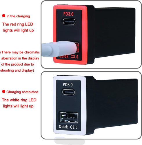 QC3.0 +PD3.0 USB Power Socket, 60W Output, Type C & Quick Charge 3.0 Car Charger USB Adapter for Smart Phone PDA iPad iPhone Android GPS Use for T...