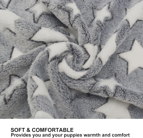 1 Pack 3 Puppy Blankets Cat Dog Blankets Super Soft Warm Sleep Mat Grey Star Cute Print Blanket Fluffy Fleece Pet Blanket Flannel Throw for Small ...