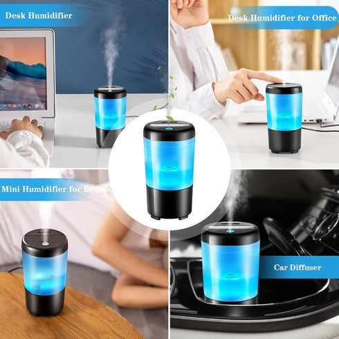 One Fire Car Diffuser Desk Humidifier - 7 Color Car Diffusers for Essential Oils, Portable Travel Humidifier...