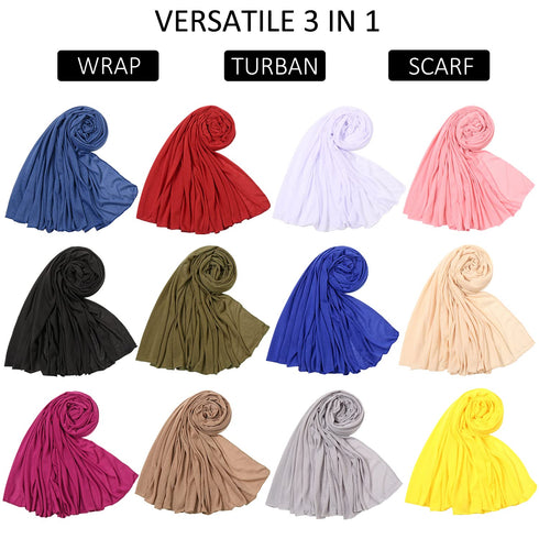 Head Wrap Stretch Jersey Turban Extra Long Hair Scarf Soft Breathable African Knit Head Scarves Turban Tie for Black Women...