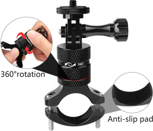 ChromLives Bike Mount for Gopro, Camera Handlebar Mount with 360 Degree Rotation, Aluminum Bike Camera Mount for Mountain Bicycle/Motorcycle for G...