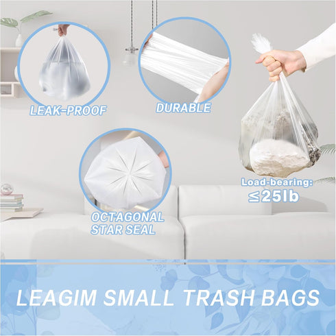 Small Trash Bags 4 Gallon - 108 Count Leakage-Proof 4 Gallon Trash Bag, Small Garbage Bags for Office Bedroom Bathroom Trash Bags, Unscented White...