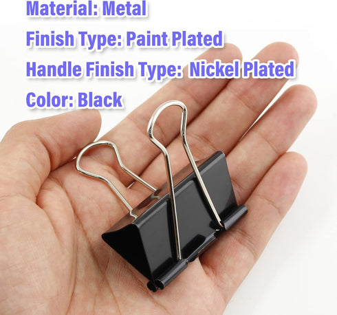 20 Pack Extra Large Binder Clips Black Paper Clips, 2 Inch / 51mm Huge Binder Clips Metal Paper Clamps Office Clips School Supplies, Mega Jumbo Bi...