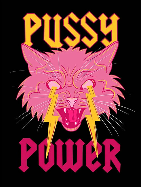 Aesthetic Poster Preppy Room Decor, Cat Canvas Wall Art, Female Power Art Painting, Lightning Art Print for Teen Girls Bedroom College Dorm Room D...