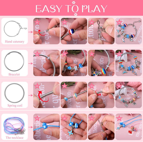 AIPRIDY Charm Bracelet Making Kit,Unicorn Mermaid Crafts Gifts Set Can Inspires Imagination and Creativity,Jewelry Making Kit Perfect Gifts for Gi...