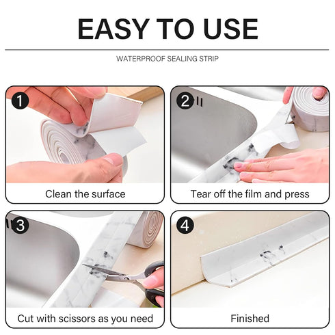 3 Rolls 10.5 Feet Caulk Tape Toilet Caulking Strip Self Adhesive Caulk Strip Bathroom Caulk Tape Sealing Strip Bathtub Tape Peel and Stick Caulk S...