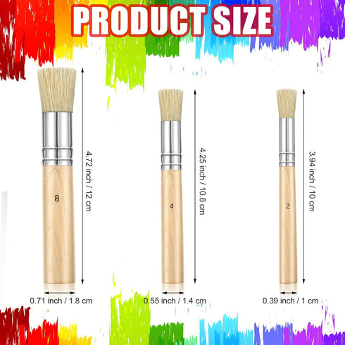 18 Pieces Wooden Stencil Brushes Natural Stencil Brushes Bristle Painting Brushes Wooden Handle Painting Stencil Brushes for Acrylic Oil Watercolo...