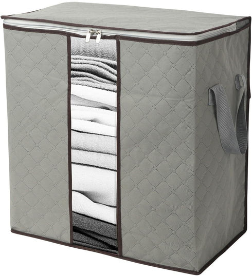 2 Pack Foldable Erect Storage Bags Under Bed Closet Organizer 18 x 11 x 19 inch (L x W x H) - for Quilt Blanket Pillow Clothes Bedding - Clear Win...