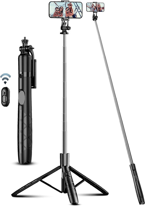 71" Phone Tripod & Selfie Stick, All in One Extendable Cell Phone Tripod with Wireless Remote, Tripod Stand for iPhone & Travel Tripod 360° Rotati...