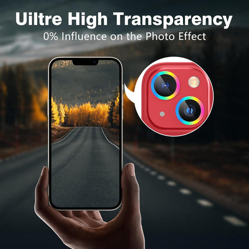 AGVEE 3+3 for iPhone 14 6.1" / 14 Plus 6.7" Camera Lens Protector, Brushed Metal Ring 9H Tempered HD Glass Camera Protector Cover Film, Brushed-Re...