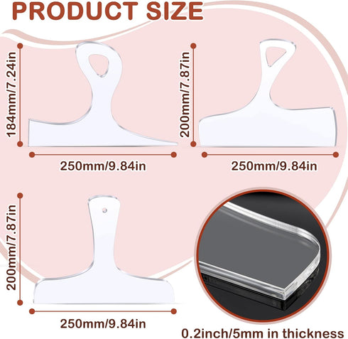 Maitys 3PCS Router Templates for Woodworking Large Charcuterie Board Handle Template Cutting Board Template Clear Acrylic Template Angled Curvy Tr...