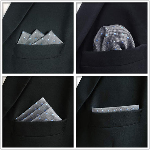 SHLAX&WING 5 Pieces Assorted Mens Silk Pocket Square Handkerchiefs Set 18...