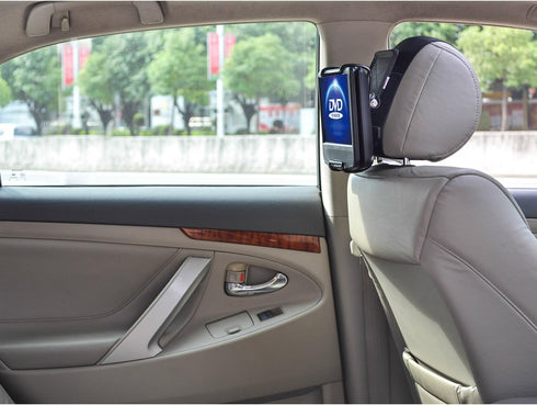 TFY Universal Car Headrest Mount Holder with Angle- Adjustable Holding Clamp for Swivel Screen Portable DVD Players, Black...