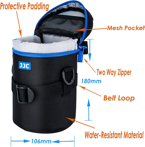 JJC Water Resistant Deluxe Lens Pouch Case Bag, Compatible with Canon RF 85mm f2 Macro/EF 100-300mm/ EF 75-300mm III USM/EF 135mm 2L /24-70mm 4L I...