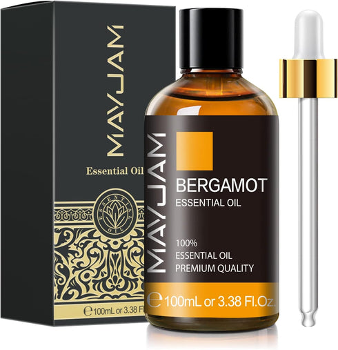Bergamot Essential Oil, MAYJAM Premium Pure Essential Oils, 3.38FL.OZ Large Volume for Diffusers Soap Candle Making, Ideal for Home Office Car Yog...