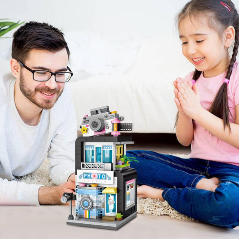 Mini City Shop Street View Building Blocks Model Set,Creative DIY Simulation Architecture Collection Particle Construction Building Bricks Toy for...