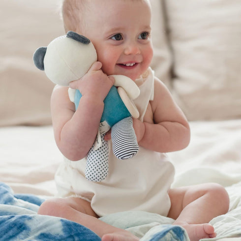 Petit Collage Organic Busy Bear Activity Toy – Handmade Teddy Bear Stuffed Animal for Babies and Toddlers, Entertains with Gentle Developmental Ac...