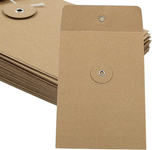 20 Pcs String Tie Closure Kraft Paper Envelope, 14x10cm/5.51x3.94inch Vintage Brown Envelopes Square Small Envelopes for Photo Card Document Coin ...