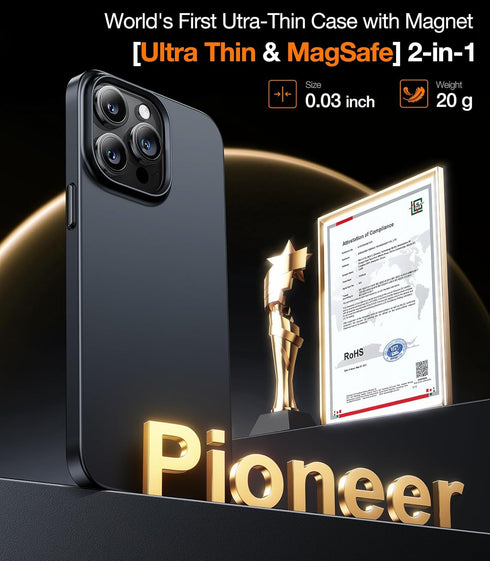 TORRAS Magnetic Slim-Fit for iPhone 15 Pro Max Case, Ultra-Thin 15 ProMax Phone Case Compatible with MagSafe, Lightweight Anti-Scratch Matte Hard ...
