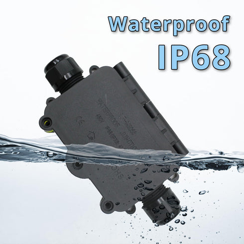 MAKERELE Small External Junction Box IP68,2 Way Clamshell-Type Underground Electrical Box with Screw Terminal Block Airtight Plastic Box Maximum I...