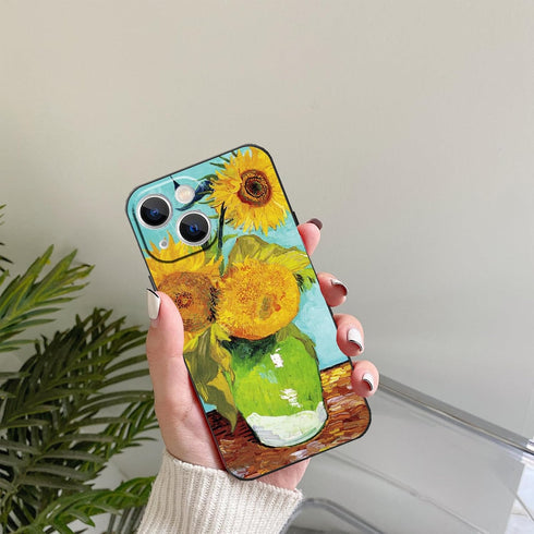 Compatible with iphone 15,Yellow Floral Sunflowers Van Gogh Art Aesthetic Design Phone Case,TPU Shockproof Waterproof Antishock Phone Protective C...