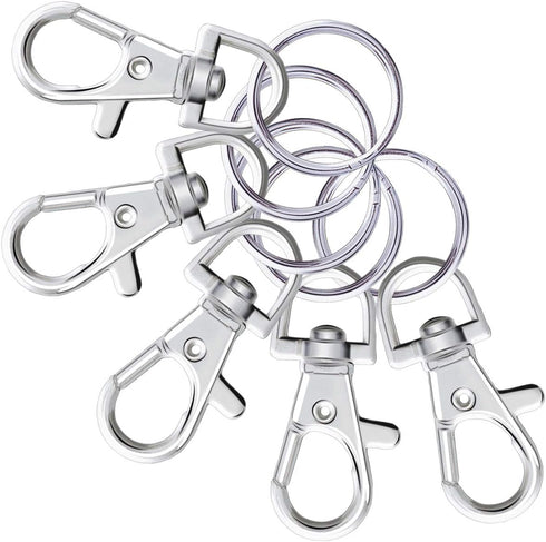 Metal Swivel Lanyard Snap Hooks and Split Key Rings Chain Hook Keychain, 100 Pieces...