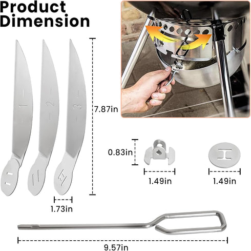 18-1/2 Inch Grill One-Touch Cleaning System Kit Compatible with Weber Kettle Grill 7443 90719 - Grill Parts Replacement for Weber Charcoal Grill 3...
