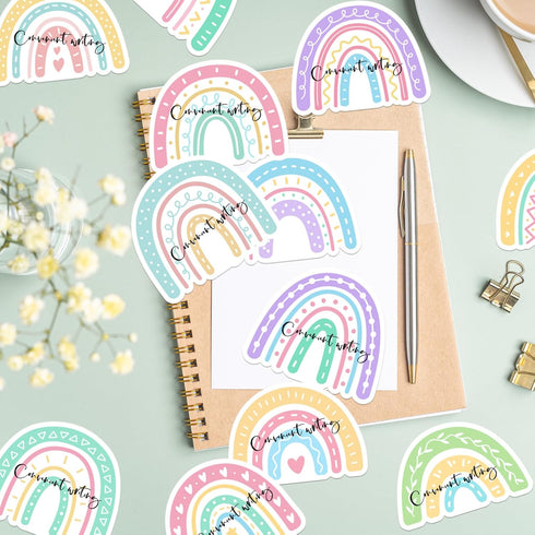 48 Pieces Boho Rainbow Style Sticky Notes Self-Adhesive Colorful Boho Rainbow Design Note Pads Rainbow Sticky Memo Notes for Reminder Stationery S...