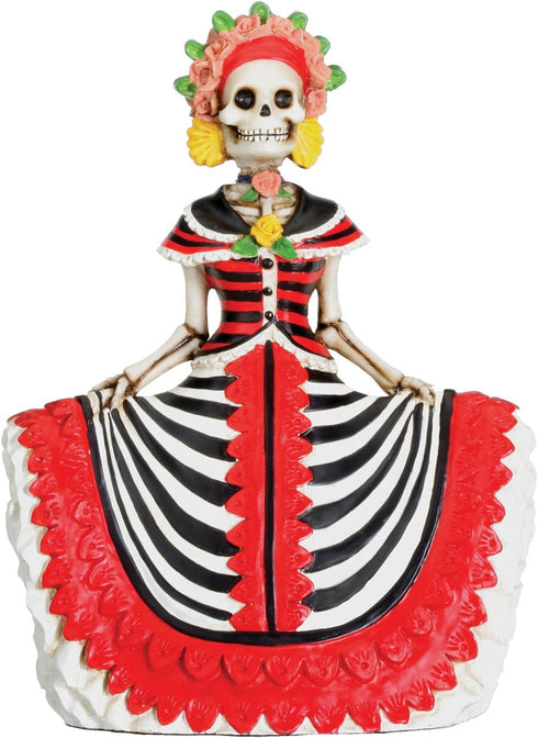 Dod Red Senorita Mexican Traditional Skeleton Sculpture...