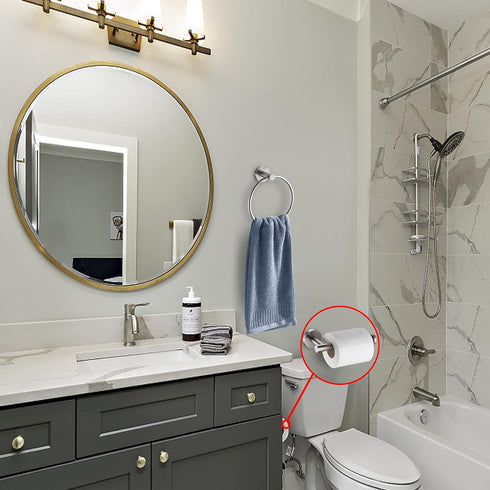 Brushed Nickel Toilet Paper Holder and Hand Towel Ring Set 2 Pieces Bathroom Hardware Accessories Set SUS 304 Stainless Steel Heavy Duty Wall Moun...