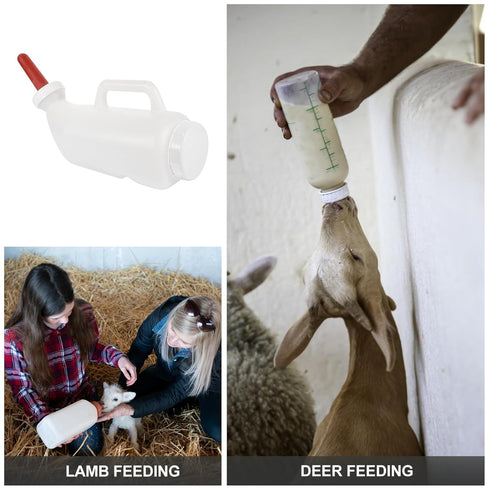 POPETPOP Calf Milk Feeder Bottle 1 Set Calves Nurser Bottles with Handle and Silicone Lamb Cow Nursing Feeding Bottle Farm Goats Milk Feeder Lives...