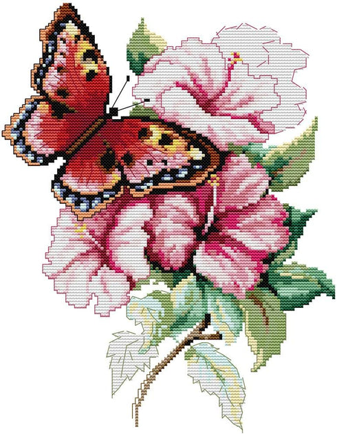 Awesocrafts Cross Stitch Kit, Butterfly Love Flower, Easy Patterns Cross Stitching Embroidery Supplies, Christmas, Stamped or Counted...