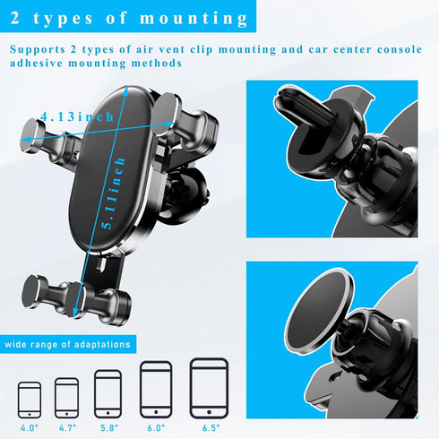 Car Phone Holder Mount, 360 Degree Rotatable Gravity Auto Air Vent Cell Phone Mount, Hands Free Smartphone Holder Accessories Compatible with All ...