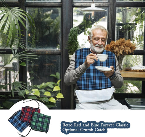 3PK Adult Bibs for Eating - Waterproof Clothing Protector with Crumb Catcher-Bibs for Seniors for Eating at Mealtime 30" L x 18" Men/Women (New Up...