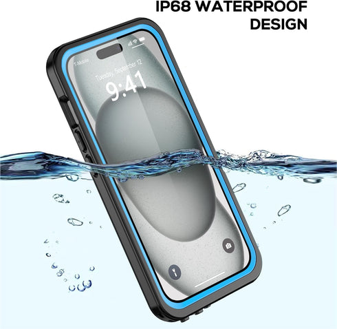 for iPhone 15 Plus Waterproof Case,Waterproof Shockproof IP68 Full-Body Sturdy Case Built-in Screen Protector, Durable Underwater for Full Sealed ...