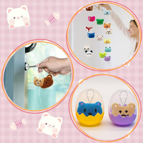 46 PCS Mini Animal Plush Toys Set Cute Small Animal Stuffed Toy Keychain for Party Favors Keychain Ornament for Goody Bag Easter Egg Stuffers Carn...