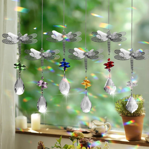 WEISIPU Crystal Suncatcher Prism - Dragonfly Suncatchers for Windows Hanging Rainbow Maker for Windows, Christmas Tree Decor, Gifts (Clear)...