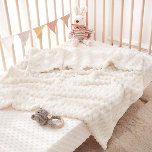 HOMRITAR Flannel Fleece Fluffy Fuzzy Blanket for Baby 3D Jacquard Soft Warm Plush Bed Blanket for Home Decor, Toddler Infant or Newborn Receiving ...
