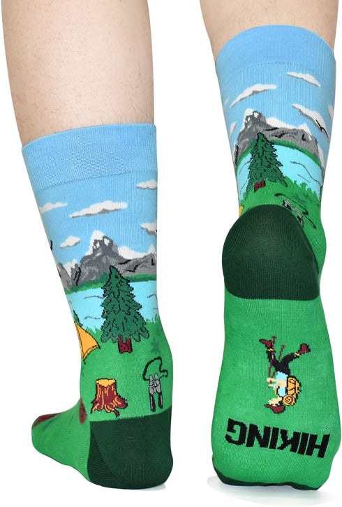 Funny Socks Gift for Men, I'd Rather Be Hiking Golfing Fishing Camping Skiing Gaming Novelty Socks...