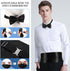 VICASKY 3pcs Mens Pocket Square Bow Tie and Cummerbund Set Mens Satin Bow Tie Cummerbund Hanky Handkerchief Black Mens Formal Satin Bowtie and Cum...
