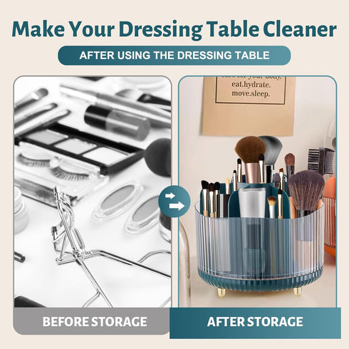 Makeup Brush Holder Organizer,360° Rotating Makeup Brush Organizer, Transparent Makeup Organizer Countertop for Cosmetics,Skincare, Art Supply, Ba...