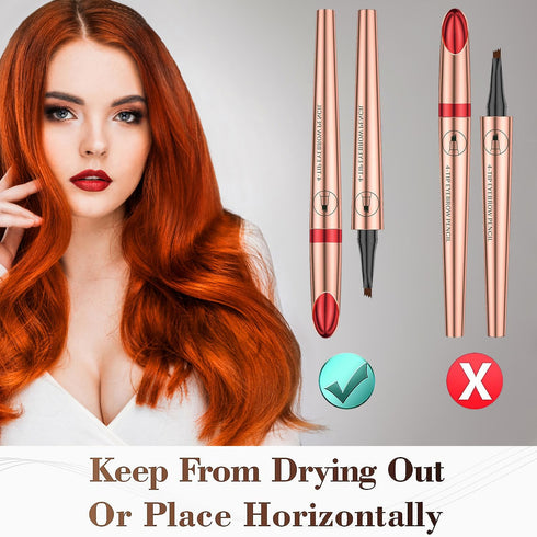 Eyebrow Pencil, 4 Tip Microblade Eyebrow Pen, Smudge-Proof brow pen, waterproof eyebrow pencil, Long-Lasting Natural Eye Brow Pencils for Women (D...
