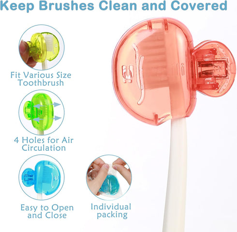 4 Pack Toothbrush Protector Caps: Portable Dustproof Brush Head Covers for Travel & Home Use - Universal Fit for Electric & Manual Brushes (Blue, ...