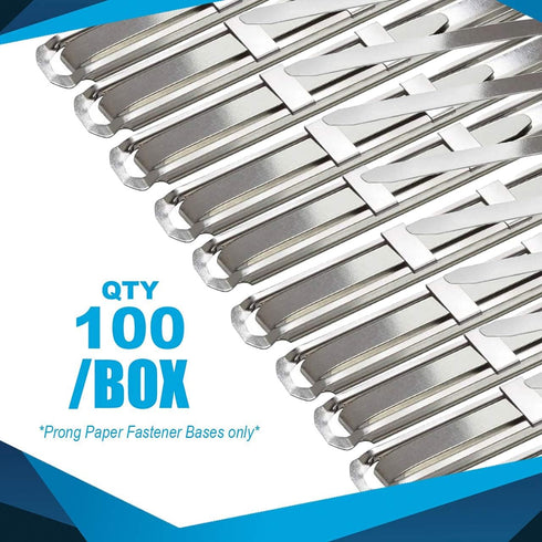 OLYMPX 100 Pcs of 1” Capacity Premium Metal Prong Paper Fastener Bases, 2.75 Inch Base for Paper File Clip Folder Accessories, Box of 100...