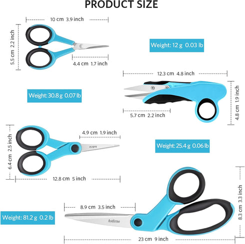 Premium sewing Scissors Bundle, Perfect Sewing Partners, Sharp and Durable, Comfortable Handle, Contains 9”Fabric scissors, 5”Detail Scissors, 3.9...
