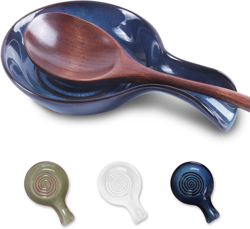 Spoon Rest for Kitchen, Ceramic Spoon Holder for Stove Top, Cooking Spoon Holder?Coffee Spoon Holder,Heat Resistant Utensil Rest for Countertop, D...