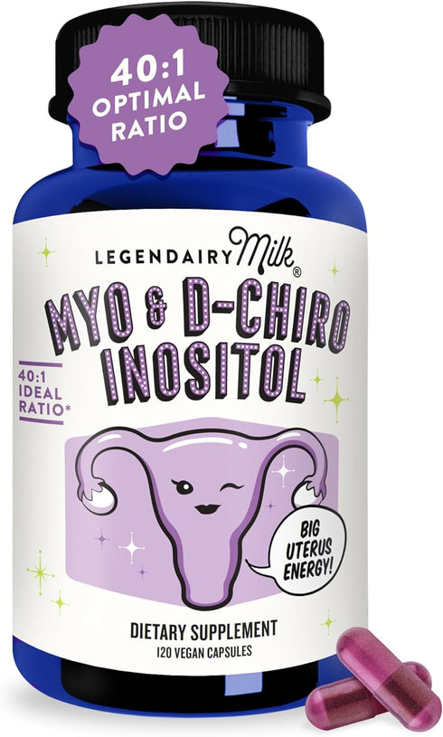 Legendairy Milk Pure Inositol Supplement - Myo Inositol and D-Chiro Inositol Capsules - Ideal 40:1 Ratio - Ovarian & Fertility Support for Women -...